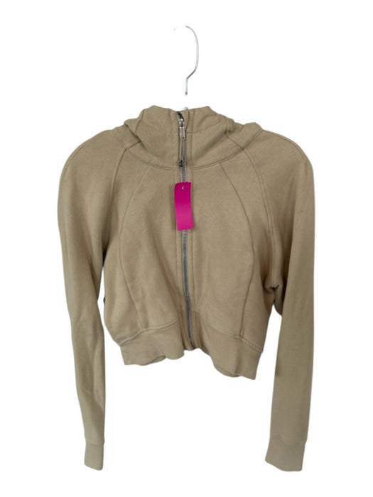 Lululemon Size Est XS/S Tan Cotton Blend Full Zip Cropped Athletic Hoodie Tan / Est XS/S