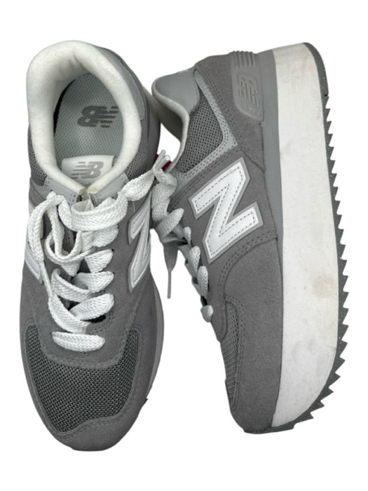 New Balance Shoe Size 6.5 Gray & White Canvas & Suede Platform Athletic Sneakers Gray & White / 6.5