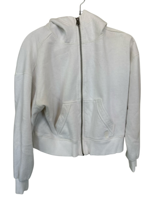 FP Movement Size Est S Cream Cotton Hood Long Sleeve Full Zip Athletic Hoodie Cream / Est S