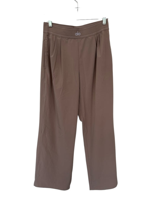 Alo Yoga Size Est M Tan & White Nylon Waist Band High Waist Wide Leg Pants Tan & White / Est M