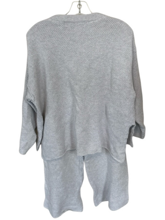 FP Beach Size XS Light Gray Cotton Elastic Waist Waffle Wide Leg Pants Set Light Gray / XS