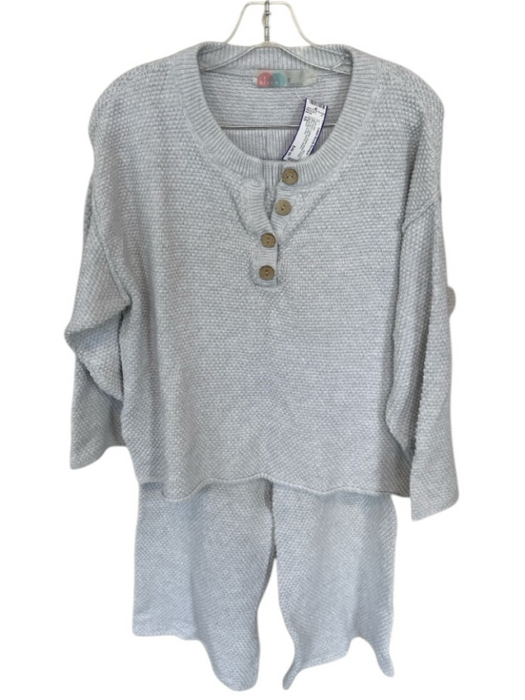 FP Beach Size XS Light Gray Cotton Elastic Waist Waffle Wide Leg Pants Set Light Gray / XS