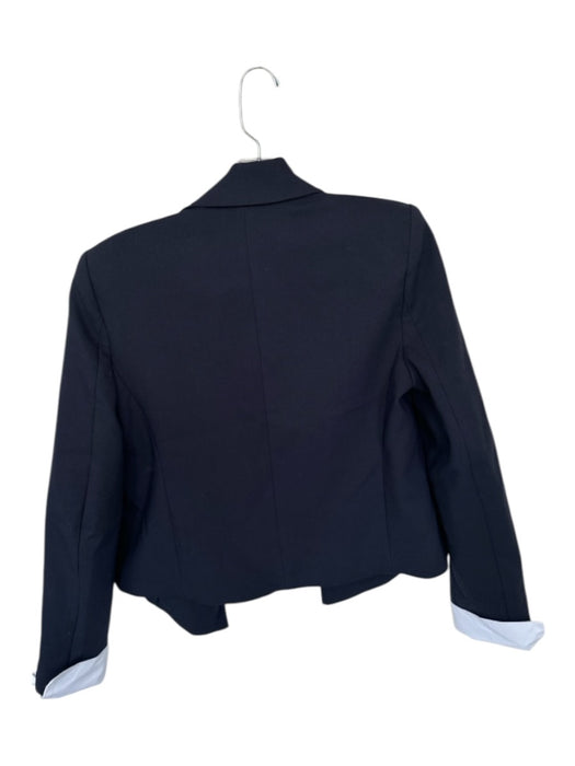 Zara Size S Navy Viscose Blend Shoulder Pads Double Breast Cropped Blazer Jacket Navy / S