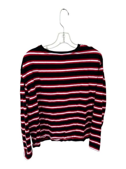TNA Size M Black & Red Cotton Long Sleeve Striped Front Pocket Top Black & Red / M