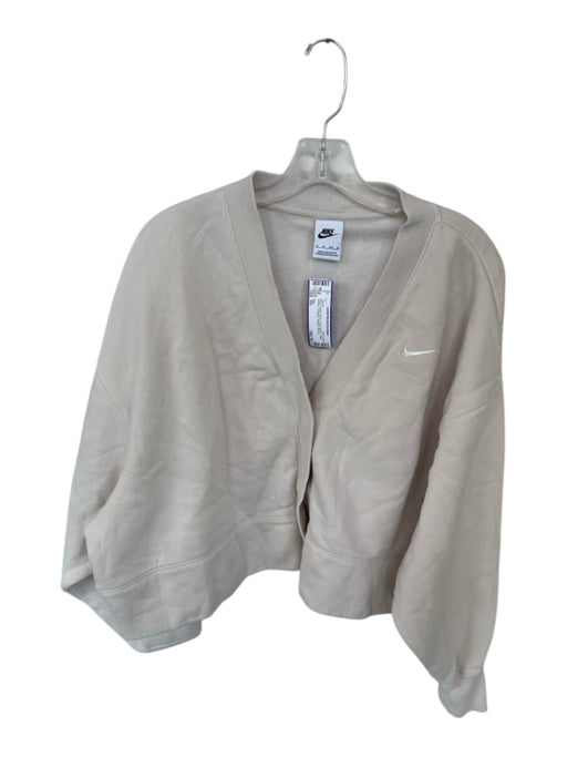 Nike Size XS Bone Cotton Blend Long Sleeve Snap buttons Cropped Athletic Jacket Bone / XS