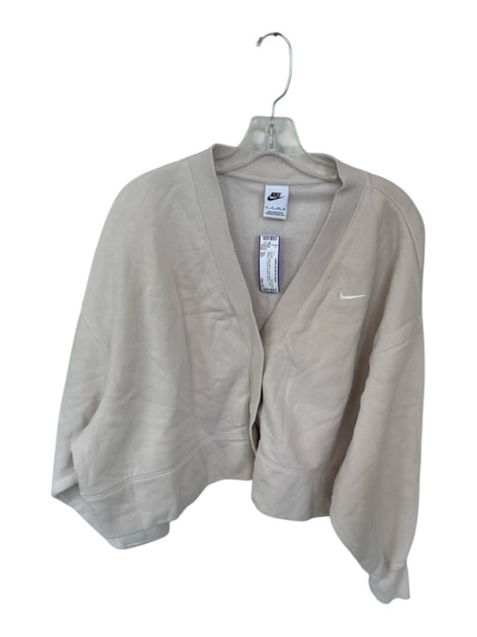 Nike Size XS Bone Cotton Blend Long Sleeve Snap buttons Cropped Athletic Jacket Bone / XS