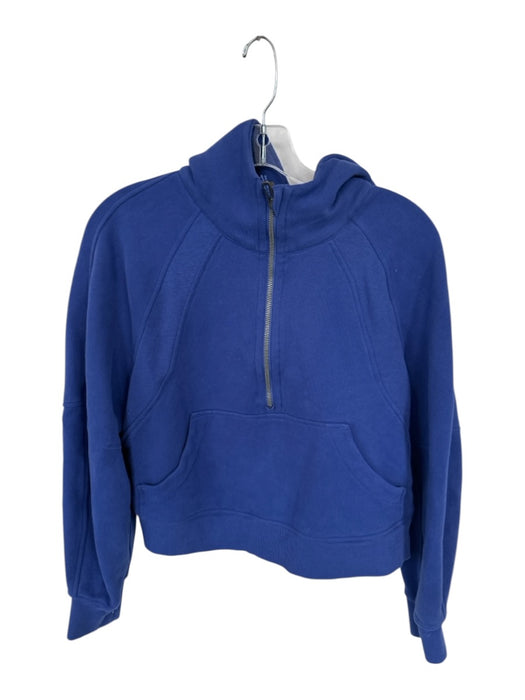 Lululemon Size XS/S Navy Cotton Blend Hood Half Zip Cropped Athletic Jacket Navy / XS/S