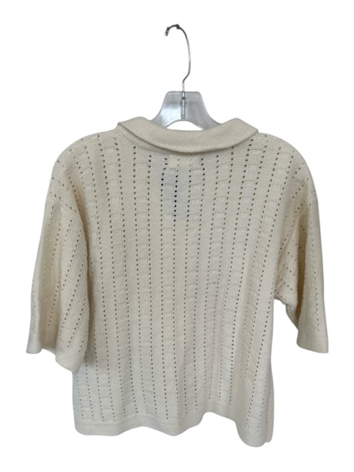 by Together Size S Cream Acrylic Loose Knit Collar Button Down Sweater Cream / S