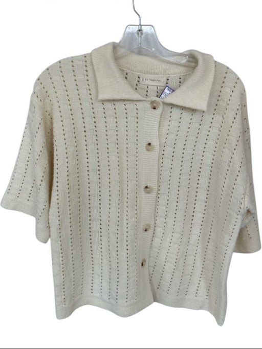 by Together Size S Cream Acrylic Loose Knit Collar Button Down Sweater Cream / S