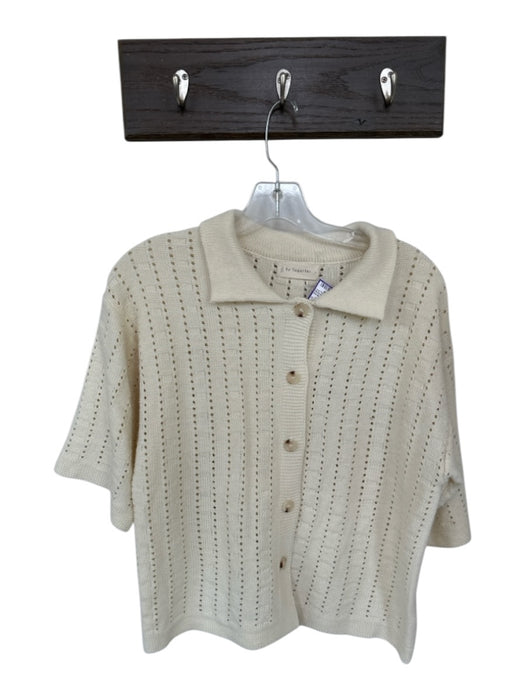 by Together Size S Cream Acrylic Loose Knit Collar Button Down Sweater Cream / S