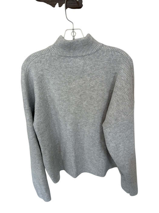 Adanola Size M Gray & Maroon Cotton Blend Long Sleeve Ribbed Full Zip Jacket Gray & Maroon / M