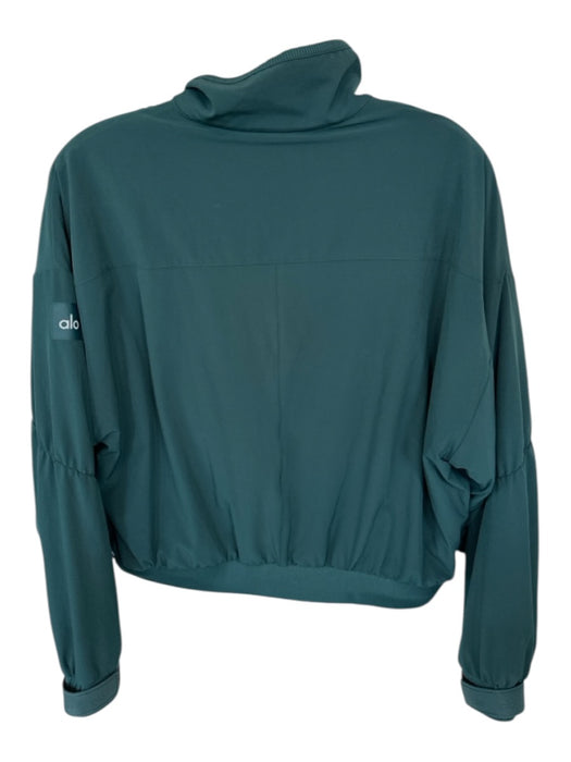 Alo Size Est M Teal Green Fleece Lined Half Zip Athletic Jacket Teal Green / Est M