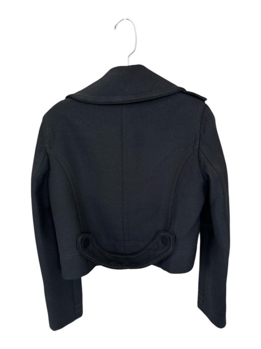Zara Size M Black Polyester Blend Double Breast Cropped Jacket Black / M