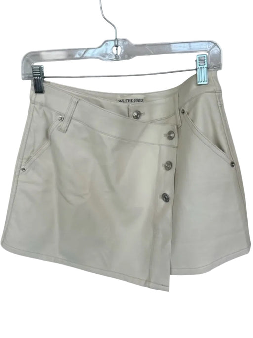 We The Free Size 27 Cream Vegan Leather Buttons Mini Skort Cream / 27