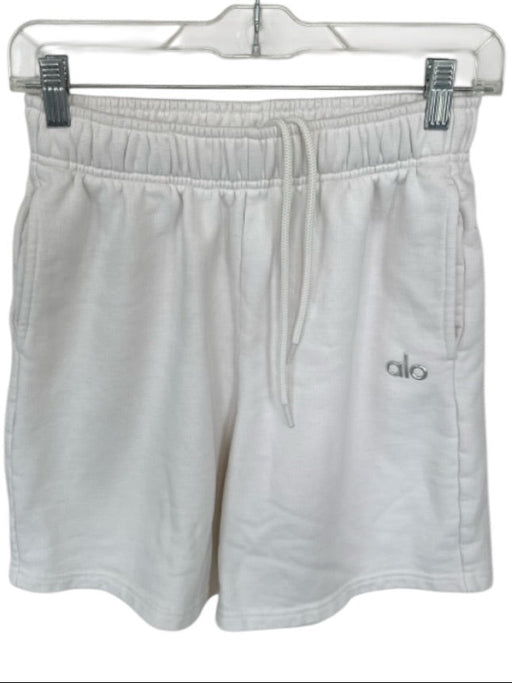 Alo Size XS White Cotton Blend High Waist Drawstring Bermuda Athletic Shorts White / XS