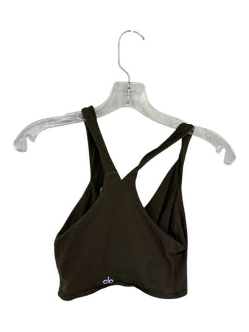 Alo Size M Olive Green Built in bra Racerback Cropped Athletic Top Olive Green / M