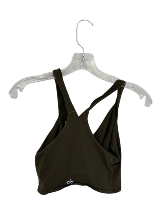 Alo Size M Olive Green Built in bra Racerback Cropped Athletic Top Olive Green / M