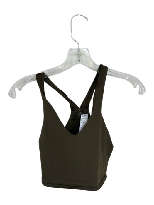 Alo Size M Olive Green Built in bra Racerback Cropped Athletic Top Olive Green / M