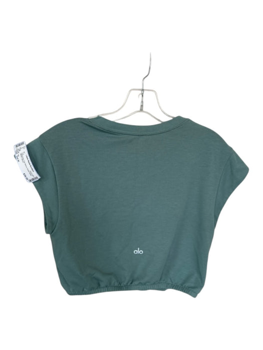 Alo Size Est M Sage green Cap Sleeve Elastic Waist Athletic Top Sage green / Est M