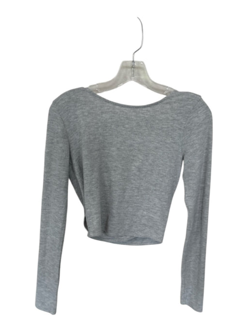 Alo Size Est S Gray Long Sleeve Crossover Cropped Athletic Top Gray / Est S