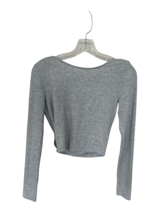 Alo Size Est S Gray Long Sleeve Crossover Cropped Athletic Top Gray / Est S