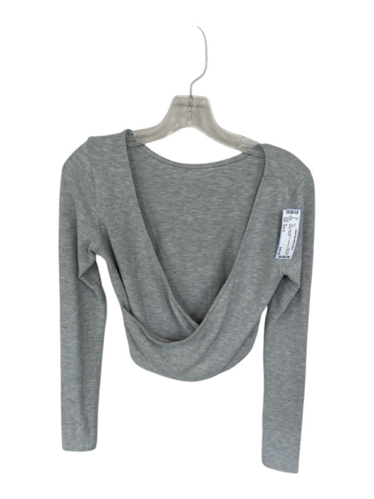 Alo Size Est S Gray Long Sleeve Crossover Cropped Athletic Top Gray / Est S