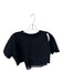 Alo Size Est M Black Cotton Blend Short Sleeve Mesh Detail Cropped Athletic Top Black / Est M