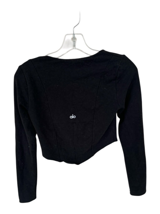 Alo Size M Black Built in bra Long Sleeve Square Neck Athletic Top Black / M