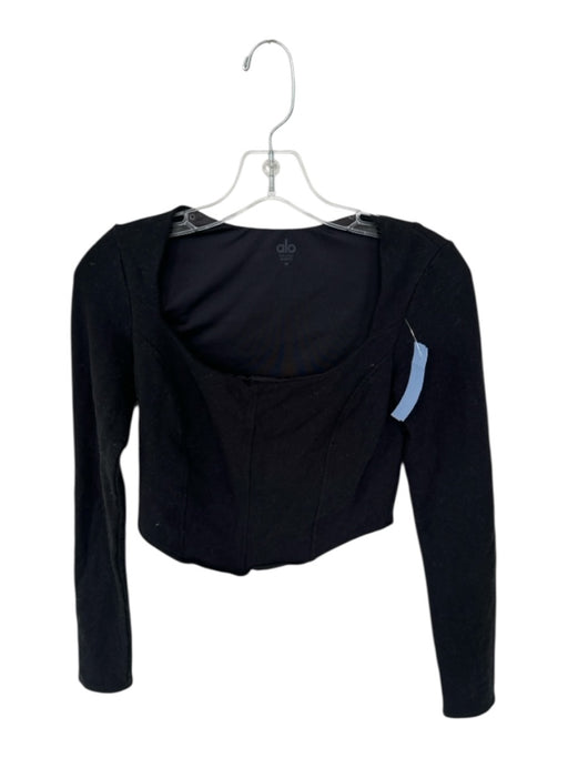 Alo Size M Black Built in bra Long Sleeve Square Neck Athletic Top Black / M