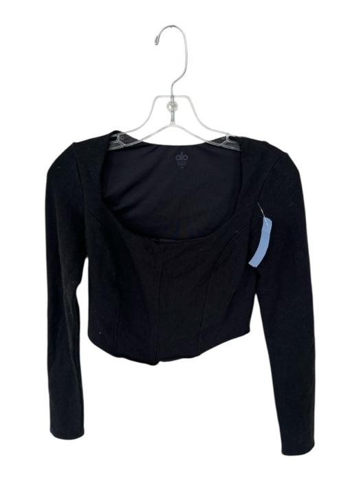 Alo Size M Black Built in bra Long Sleeve Square Neck Athletic Top Black / M