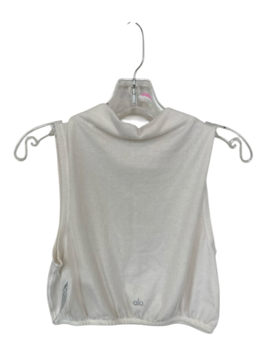 Alo Size Est M Cream Mock Neck Sleeveless Elastic Waist Athletic Top Cream / Est M