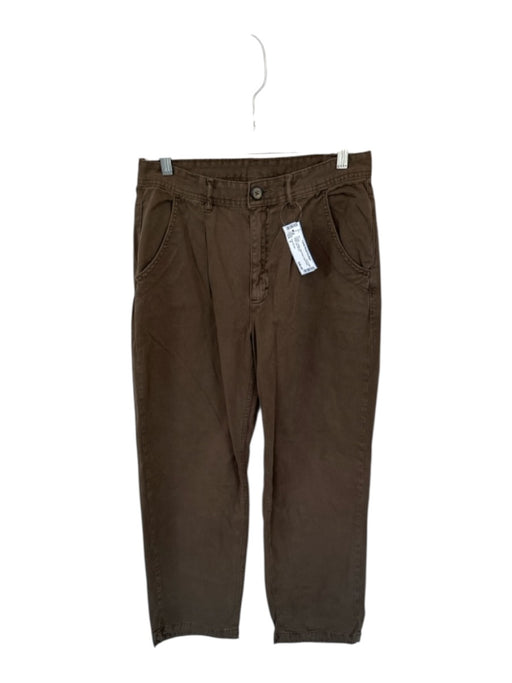 Free People Size 4 Brown Cotton High Waist Pleat Detail Wide Leg Pants Brown / 4