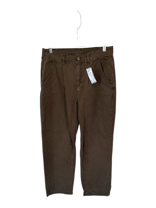 Free People Size 4 Brown Cotton High Waist Pleat Detail Wide Leg Pants Brown / 4