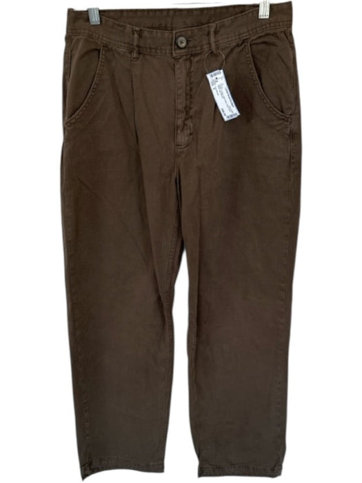 Free People Size 4 Brown Cotton High Waist Pleat Detail Wide Leg Pants Brown / 4