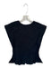 Free People Size S Black Cotton Cap Sleeve Pleat Detail Buttons Top Black / S