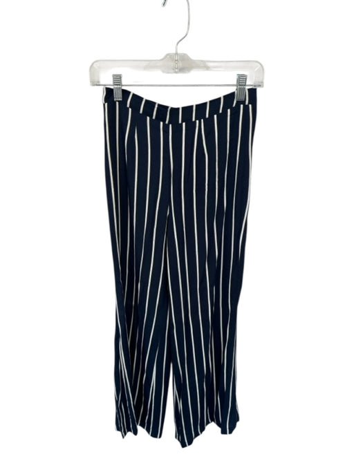 Reformation Size 4 Navy & white Viscose High Waist Striped Wide Leg Pants Navy & white / 4