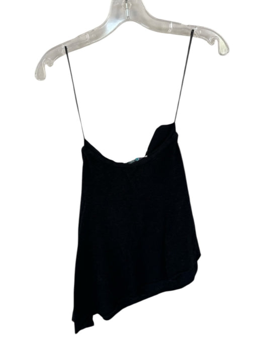 FP Beach Size S Black Cotton Built in bra Waffle Strapless Asymetric Hemline Top Black / S