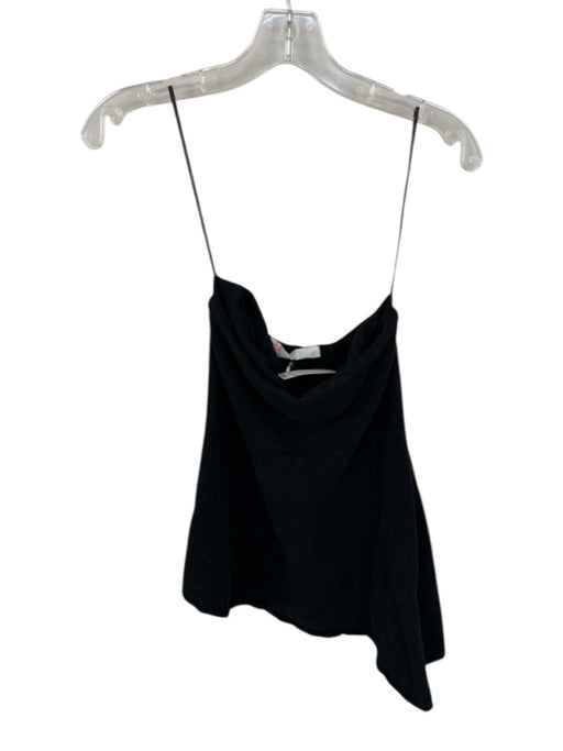 FP Beach Size S Black Cotton Built in bra Waffle Strapless Asymetric Hemline Top Black / S