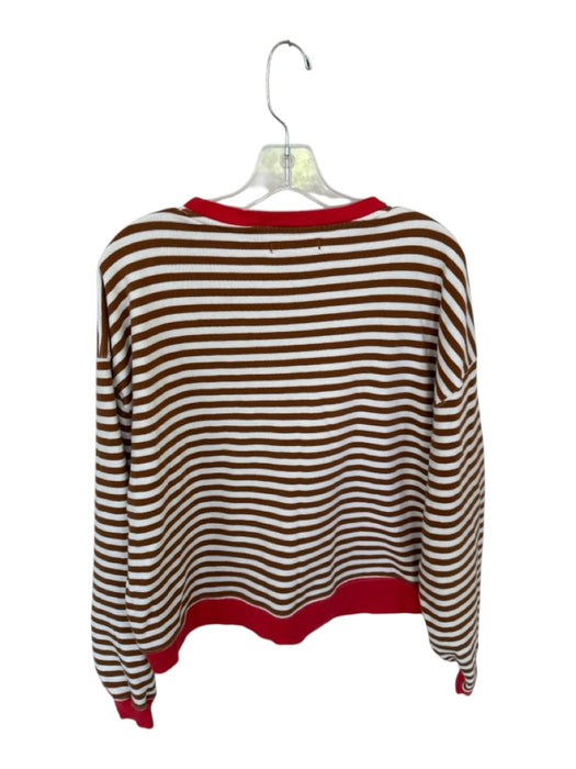 We The Free Size XS Brown & Red Cotton Long Sleeve Striped Crew Neck Top Brown & Red / XS
