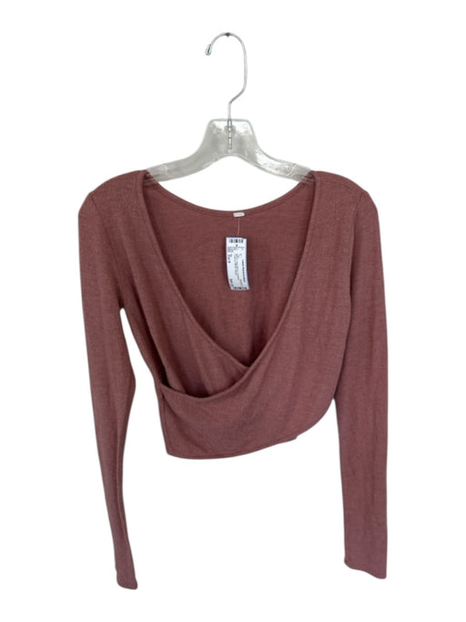Alo Size Est S Mauve Long Sleeve Crossover Cropped Athletic Top Mauve / Est S