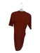Zara Size M Rust Mock Neck Ribbed Short Sleeve Gathered Side Dress Rust / M