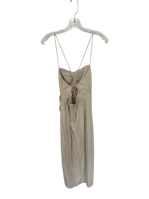 Zara Size M Tan Cotton Spaghetti Strap Gathered Side Maxi Dress Tan / M