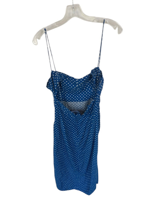 Zara Size M Blue & White Cotton Spaghetti Strap Gathered Side Maxi Dress Blue & White / M
