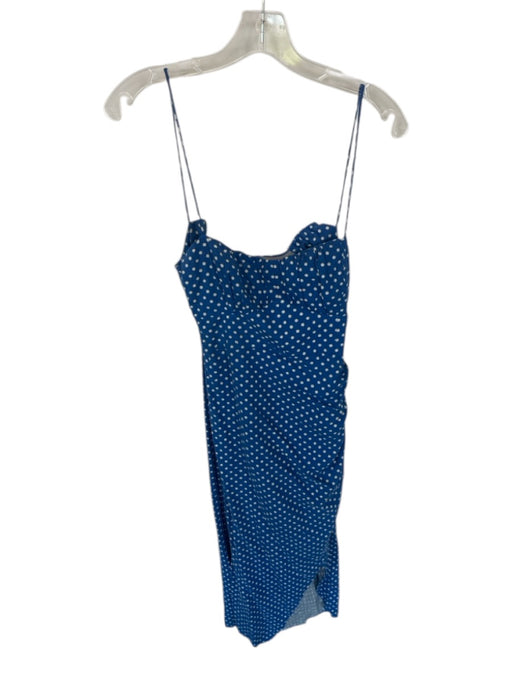 Zara Size M Blue & White Cotton Spaghetti Strap Gathered Side Maxi Dress Blue & White / M