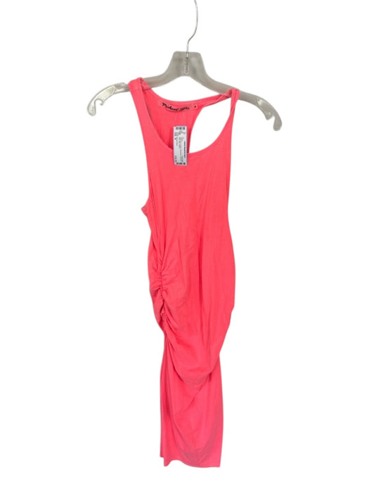 Michael Stars Size M Neon Pink Cotton Sleeveless Gathered Side Maxi Dress Neon Pink / M