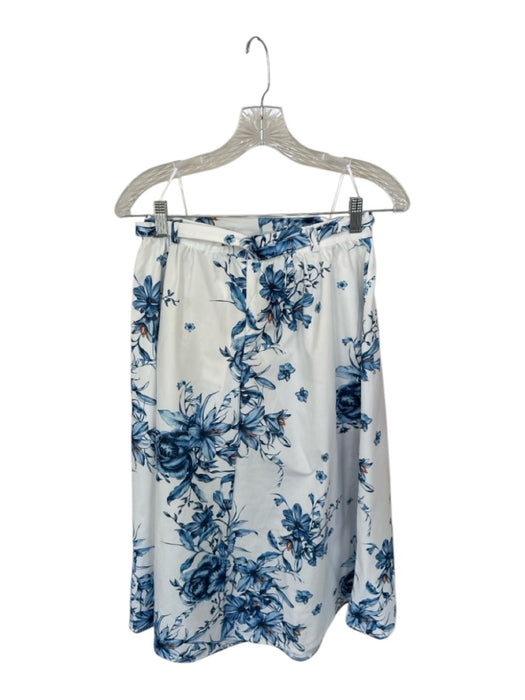Zara Size M White & Blue Cap Sleeve Flowers corset Midi Skirt Set White & Blue / M