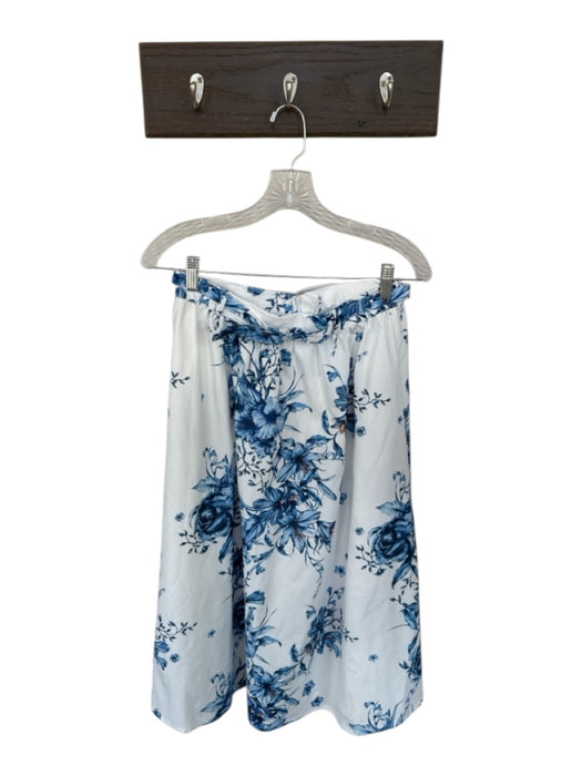 Zara Size M White & Blue Cap Sleeve Flowers corset Midi Skirt Set White & Blue / M