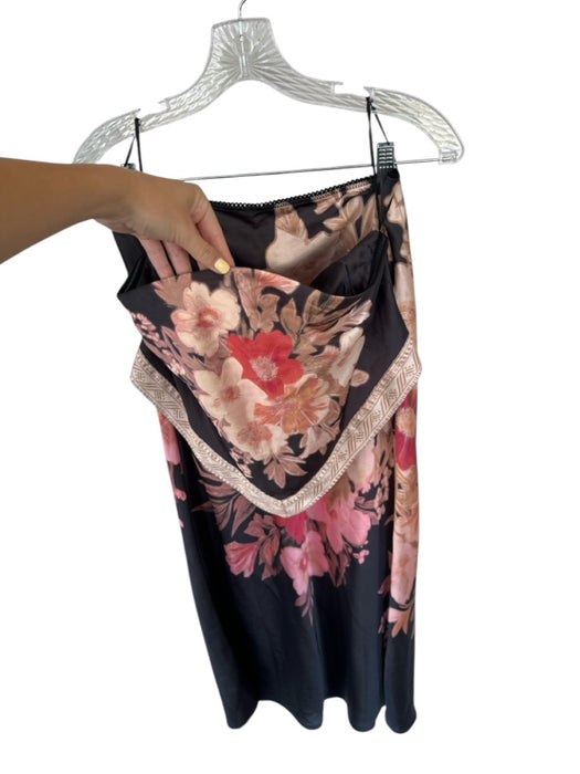 Free People Size S Black & Peach Polyester Strapless Flower Midi Skirt Set Black & Peach / S