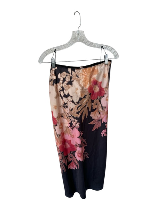 Free People Size S Black & Peach Polyester Strapless Flower Midi Skirt Set Black & Peach / S