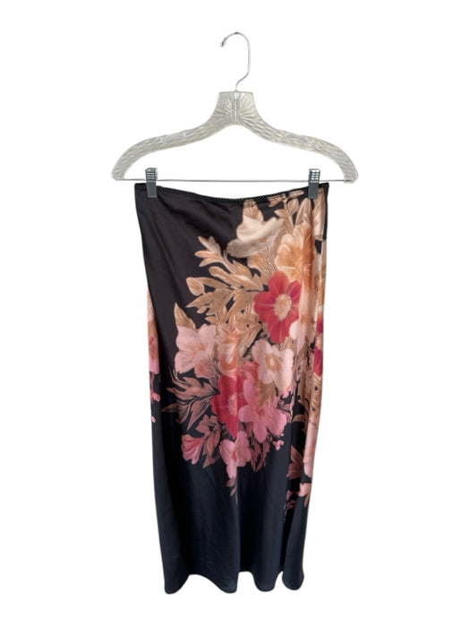Free People Size S Black & Peach Polyester Strapless Flower Midi Skirt Set Black & Peach / S